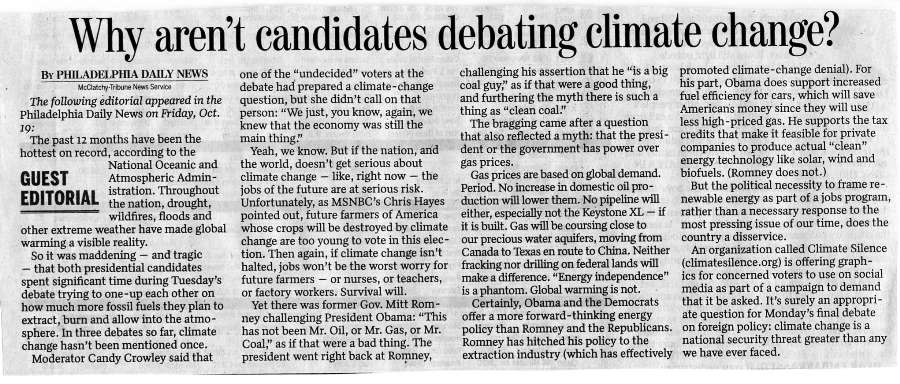 no climate change debate?